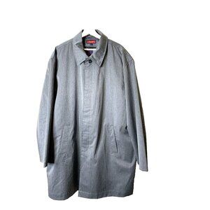 Austin Reed Mens Grey Size XL Hidden Button Overcoat Raincoat Zip Quilted Lining